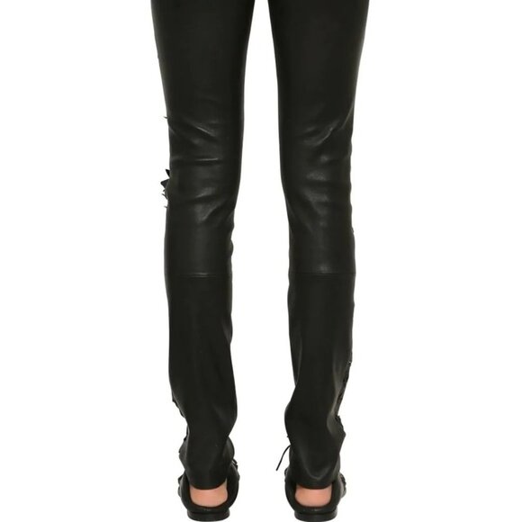 HAIDER ACKERMANN • SS2019 Laser Cut Black Leather Leggings FR 38 US 6-8 M IT 42 - Picture 9 of 12